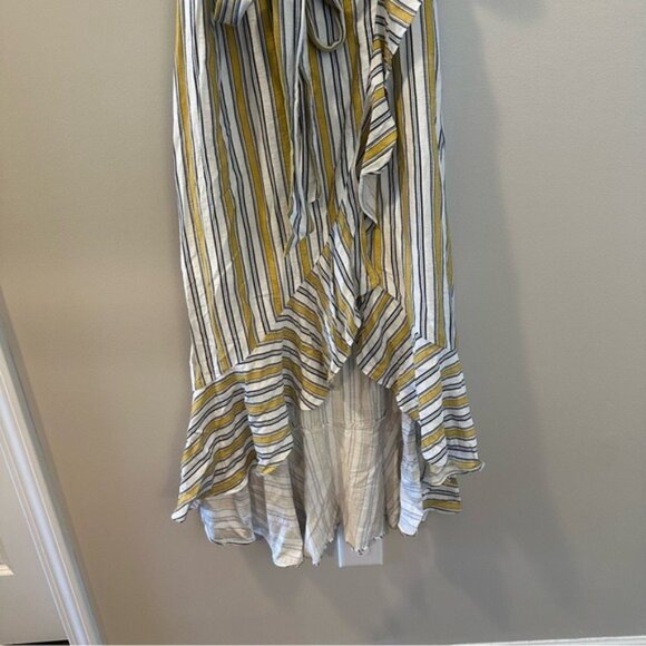Lulus High Tide One-Shoulder Yellow & White Striped Midi Dress Size Small - Picture 6 of 12
